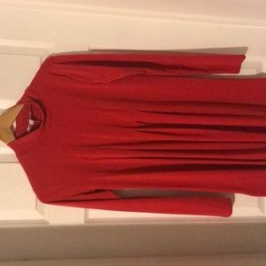 Red turtleneck tunic top